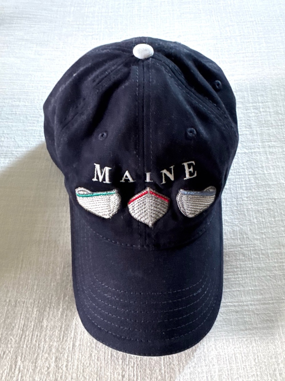 Maine Navy Blue Boat Embroidered Baseball Hat
